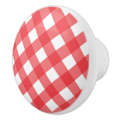 Red & White Country Gingham Checkered Schachbrett Keramikknauf (Rechts)