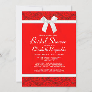 Red & White Country Lace Bridal Shower Invitations Einladung