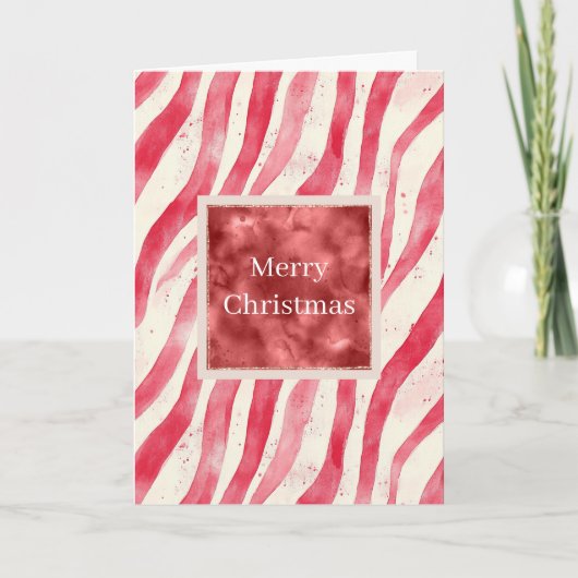 Red White Cream Peppermint Stripes Christmas Karte (Vorderseite)