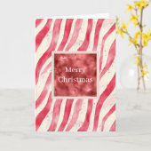 Red White Cream Peppermint Stripes Christmas Karte (Gelbe Blume)