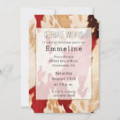 Red White Creme Western Cowhide Cowgirl Einladung (Vorderseite)