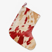 Red White Creme Western Cowhide Cowgirl Großer Weihnachtsstrumpf (Vorderansicht (hängend))