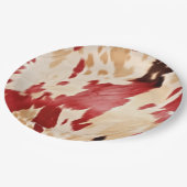 Red White Creme Western Cowhide Cowgirl Pappteller (Schrägansicht)