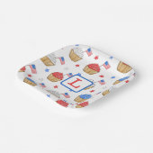 Red White Cupcake Flag Star Preppy Pappteller (Gewinkelt)