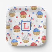 Red White Cupcake Flag Star Preppy Pappteller (Vorderseite)