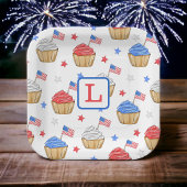 Red White Cupcake Flag Star Preppy Pappteller
