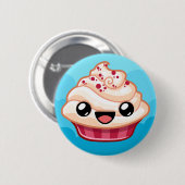 Red/White Cupcake - Happy Jump Button (Vorne & Hinten)