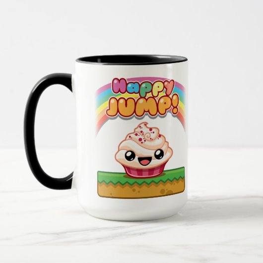 Red/White Cupcake - Happy Jump Tasse (Links)