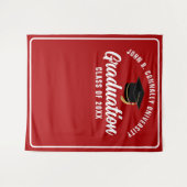Red White Custom 2025 Graduation Party Foto Stand Wandteppich (Vorderseite (Horizontal))