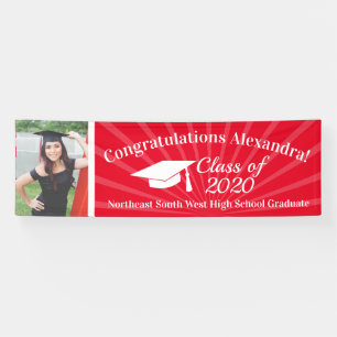 Red & White Custom Foto 8' Wide Abschluss Banner