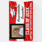 Red White Custom Foto Abschluss Signierung Banner (Vertikal)