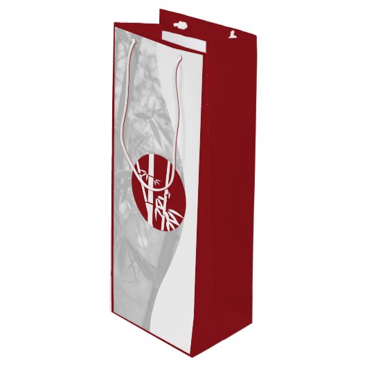 Red & White Custom Image & Custom Logo Weingeschen Geschenktüte Für Weinflaschen (Vorderseite Schrägansicht)