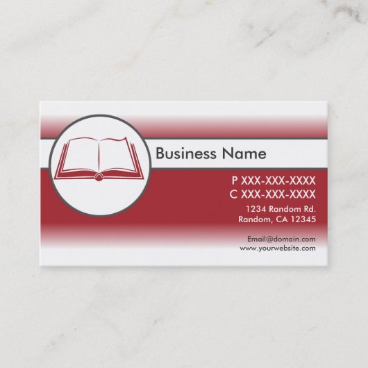 Red white custom open book Visitenkarten Visitenkarte (Vorderseite)