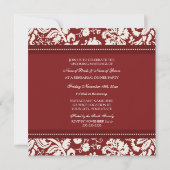 Red White Damask Probe Dinner Party Einladung (Rückseite)