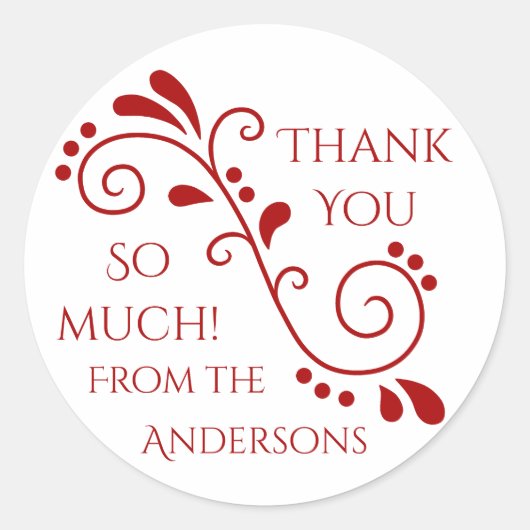Red White danke Runder Aufkleber (Vorderseite)