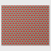 Red White Dark Green LG marokkanisches Quatrefolie Geschenkpapier (Flach)