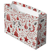 Red White Decorative Holiday Geschenktasche Große Geschenktüte (Rückseite Schrägansicht)