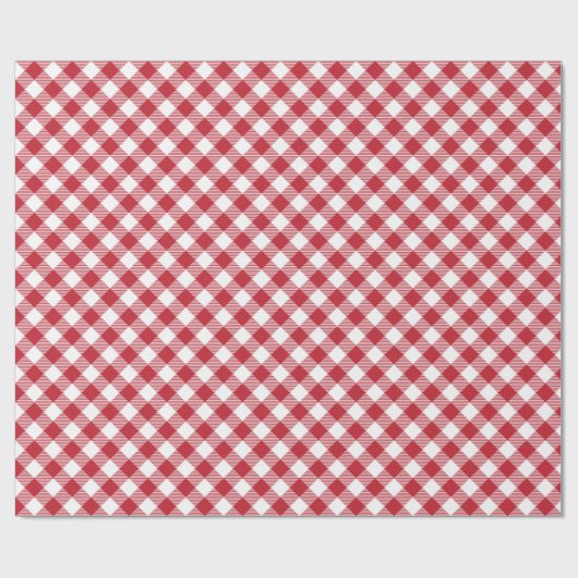 Red White Diagonal Buffalo Kariert Tartan Muster Geschenkpapier (Flach)