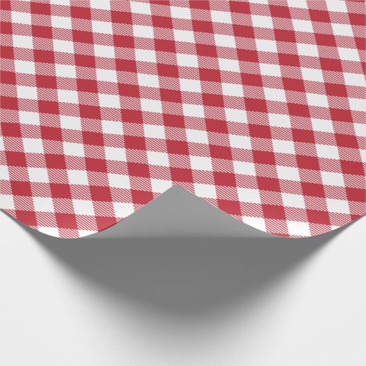 Red White Diagonal Buffalo Kariert Tartan Muster Geschenkpapier (Ecke)
