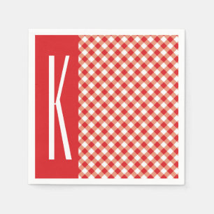 Red & White Diagonal Gingham. Serviette