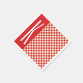 Red & White Diagonal Gingham. Serviette (Ecke)