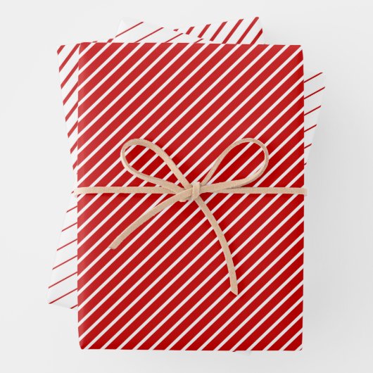 Red-White Diagonal Streifen Weihnachten Geschenkpapier Set (Beispiel)