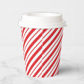 Red & White Diagonal Streifen Weihnachten Pappbecher (Rechts)