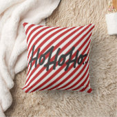 Red White Diagonal Stripes Holiday Christmas HO HO Kissen (Decke)