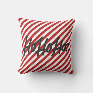 Red White Diagonal Stripes Holiday Christmas HO HO Kissen