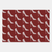 Red White Diamond High Heel Schuhe Hochzeit Geschenkpapier Set (Vorderseite)