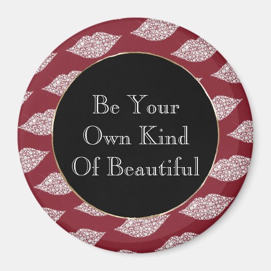 Red White Diamond Lippen Magnet (Vorne)