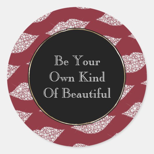 Red White Diamond Lippen Runder Aufkleber (Vorderseite)