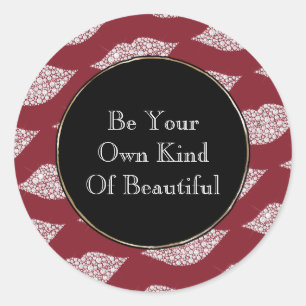 Red White Diamond Lippen Runder Aufkleber