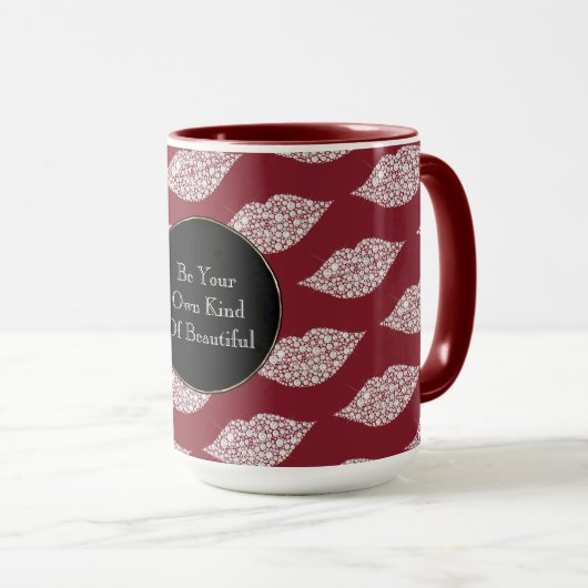 Red White Diamond Lippen Tasse (VorderseiteRechts)