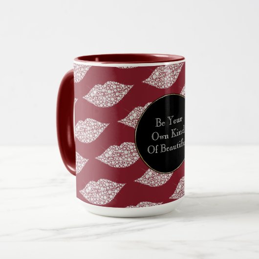 Red White Diamond Lippen Tasse (Vorderseite Links)