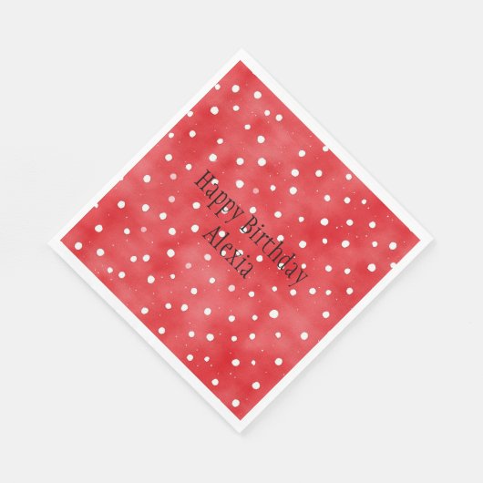 Red White Dots Birthday Serviette (Ecke)