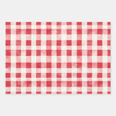 Red White Dots Daises Floral Plaid Birthday Geschenkpapier Set (Vorderseite 2)