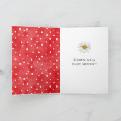 Red White Dots Daisy Flower Birthday Karte (Innenseite)