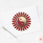 Red&White Dots Golden Yin Yang Sticker (Umschlag)