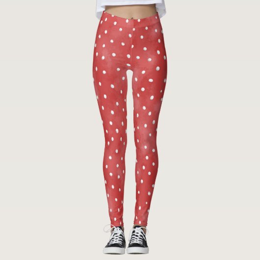Red White Dots Leggings (Vorderseite)