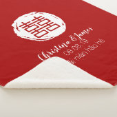 Red & White Double Happy Chinesisch Segen Sherpadecke (3/4)