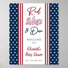 Red White & Due 4. Juli Baby Dusche Willkommen Poster