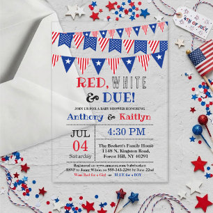 Red, White & Due! 4. Juli-Baby-Shower Acryleinladungen