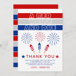 Red White Due 4. Juli Feuerwehr Baby Dusche Dankeskarte