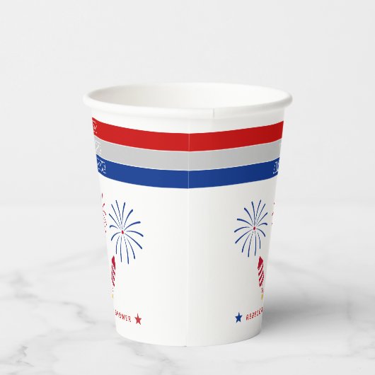 Red White Due 4. Juli Feuerwehr Baby Dusche Pappbecher (Rechts)