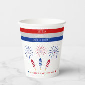 Red White Due 4. Juli Feuerwehr Baby Dusche Pappbecher (Vorderseite)