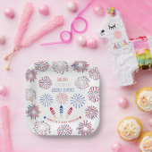 Red White Due 4. Juli Feuerwehr Baby Dusche Pappteller (Party)