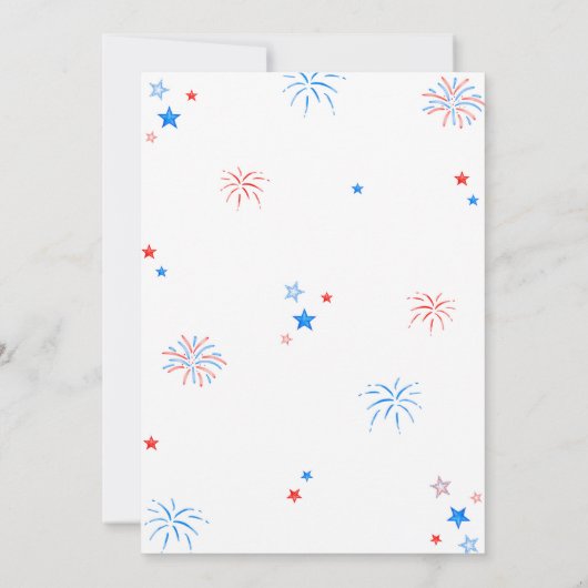 Red White & Due 4. Juli Kinderdusche Einladung (Rückseite)