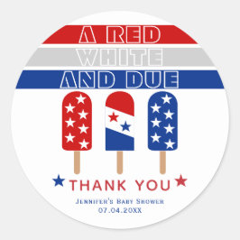 Red White Due 4. Juli Popsicles Babydusche Runder Aufkleber