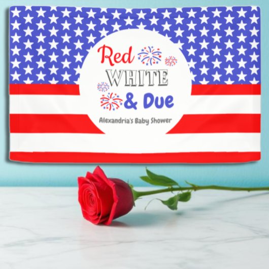 Red White & Due Baby Dusche Banner